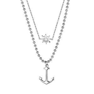 Stainless Steel Double Rudder Anchor Necklace