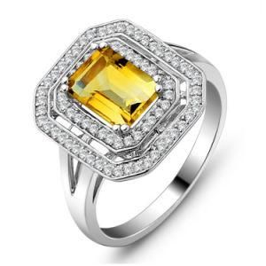 Fashion Gemstone Jewelry 925 Sterling Silver Citrine Ring