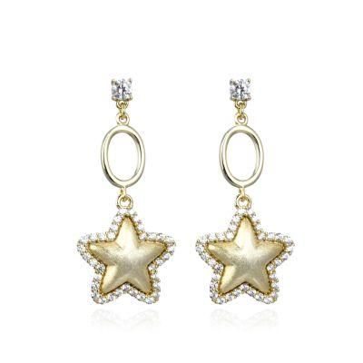 Top Sale 14K Yellow Gold Plated 925 Sterling Silver Star Charm Earring