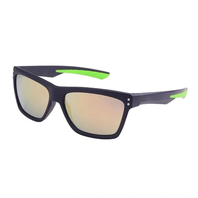 2019 Fashionable Double Injection Sports Sunglasses with Mirrored Lens