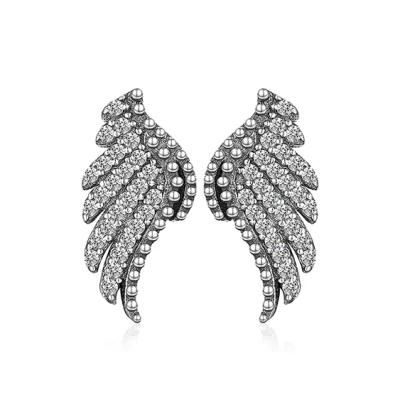 Custom Jewelry 100% 925 Sterling Silver Earrings CZ Wings Stud Earrings for Women