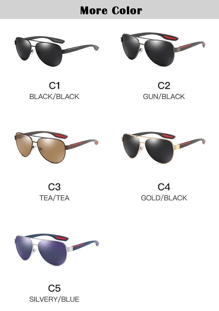 New Custom Logo Wholesale Fashion Metal Frame Polarized Men Sunglasses