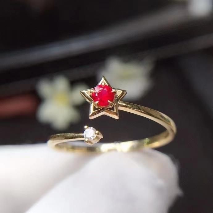 Cute Star Ruby Ring Gift for Girlfriend Inlaid Ring China