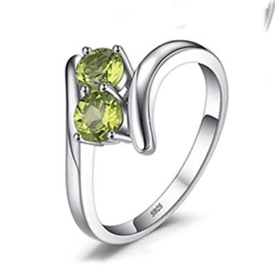 925 Sterling Silver Ring for Fashion Women Fine Jewelry with Created Gemstone Peridot