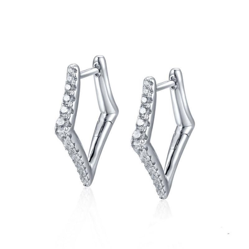 925 Silver or Brass CZ Simple Round Wedding Earring for Ladies