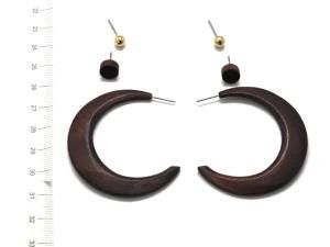 Fashion Accessories Women Jewelry Gold Bead Wood Hoop Earrings Set