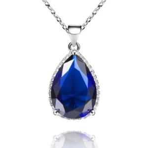 Fashion Sapphire Jewelry Accessories Pear Shape Zirconia Stone Necklace Pendant
