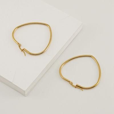 Elegant Womens Earring Trendy Jewelry Stainless Steel 18K Gold Plated Heart Big Hoop Earrings Custom