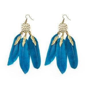 Catcher Hollow out Vintage Leaf Feather Dangle Earrings for Women