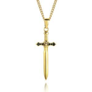 Men Jewelry Stainless Steel Skull Bones Fashion Simple 14K Gold Cross Pendant Necklace