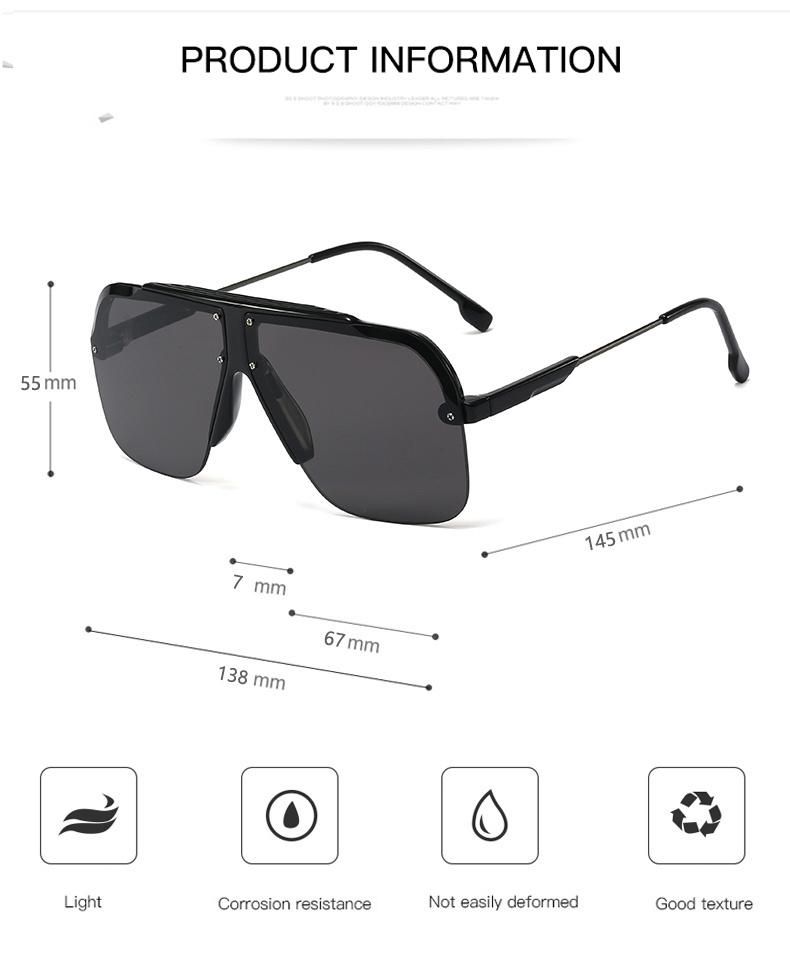 New Style Big Frame European and Beautiful Half Frame Sunglasses