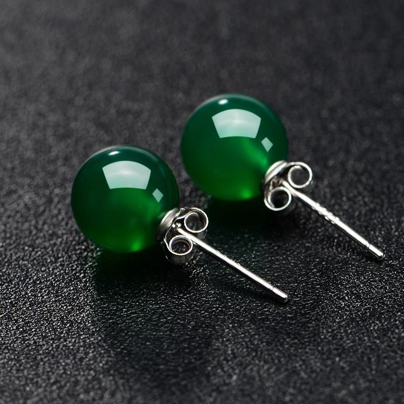 Fashion Natural Green Chalcedony Charm Jewelry Earrings