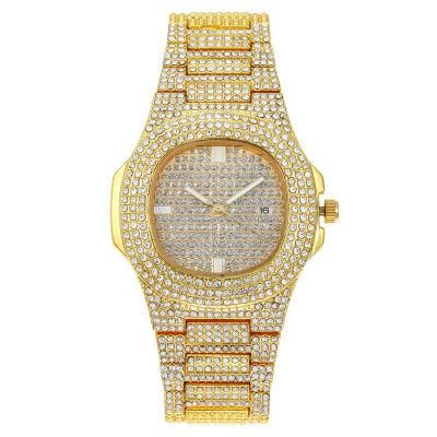 Fashion Star Full Diamonds Calendar Men Women Quartz Hip Hop Iced out Jewelry Ring Jewellery Watch