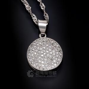 New Solid 925 Sterling Silver Collection Round Rhinestone Pendant