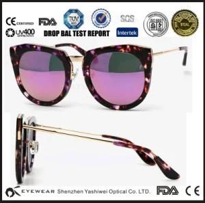 Handmade Acetate Metal Round Sunglasses