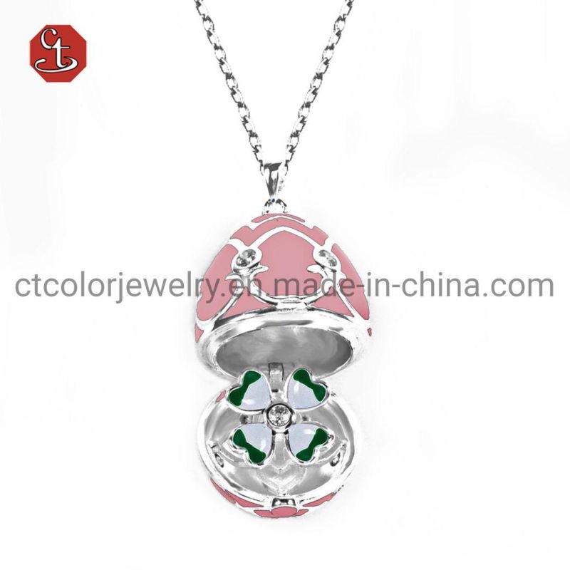Turquoise Enamel Silver Necklace with Cubic Zircon Fashion 925 Sterling Silver Pendant and Necklace