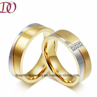 IP Gold Plated Wedding Band Ring Handmade Couple Rings CNC Jewelry