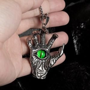 Stainless Steel Eyeball Demon Hand Necklace