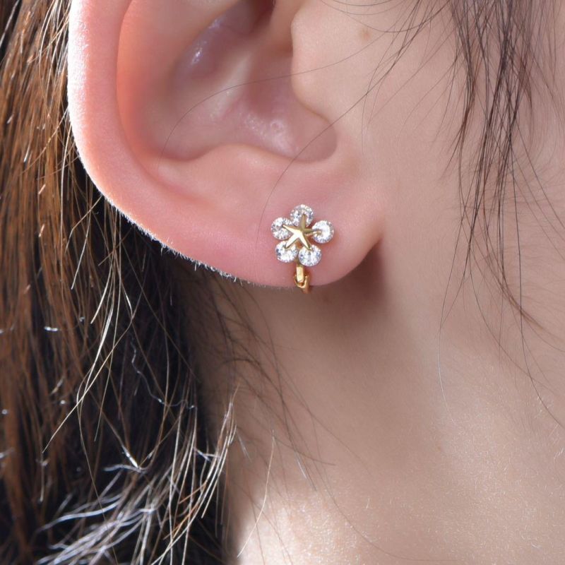 Huggie Flower Earrings 18K Gold 5A Cubic Zirconia Flower Earring 925 Sterling Silver Flower Stud Earring