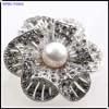 Brooch with Bead-Golden Alloy Brooch with Freshwater Pearl