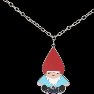 Silver Plated Polished Enameled Gnome Necklace for Christmas Accessories
