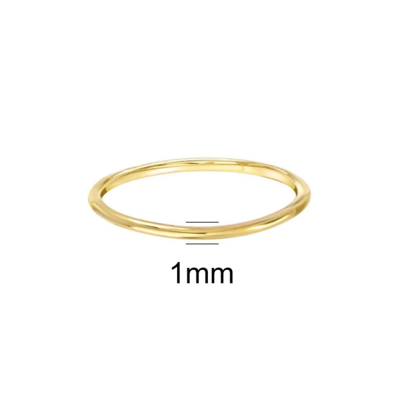 Custom Minimalist 14K Yellow Gold 9K 18K Real Gold Fashion Jewelry Thin Stackable Prime 14K White Gold Smooth Dainty Stacking Ring