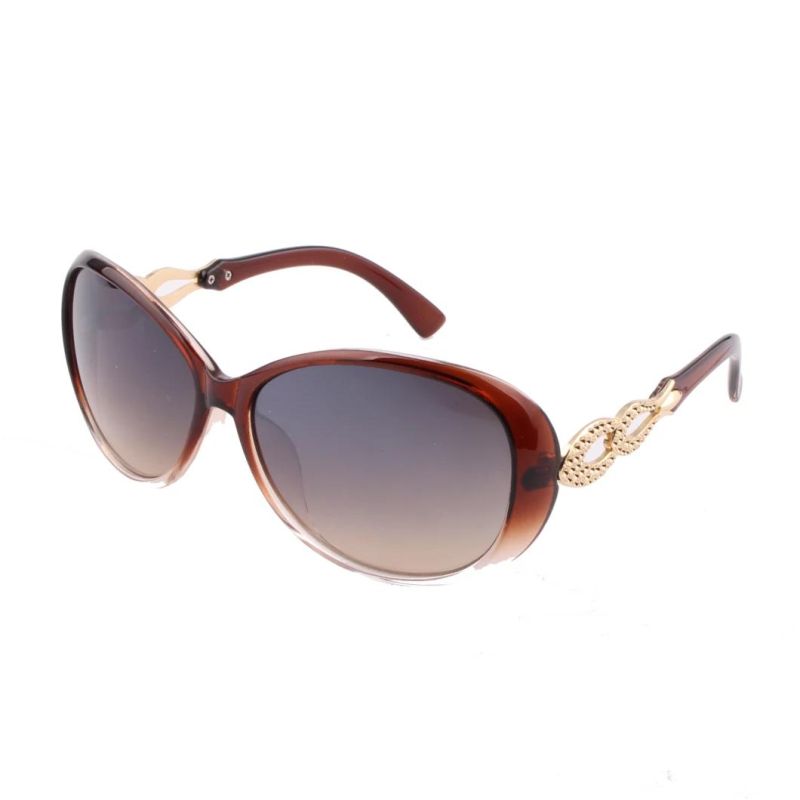 2018 Oval Shape Metal Decoration Sunglasses for Women