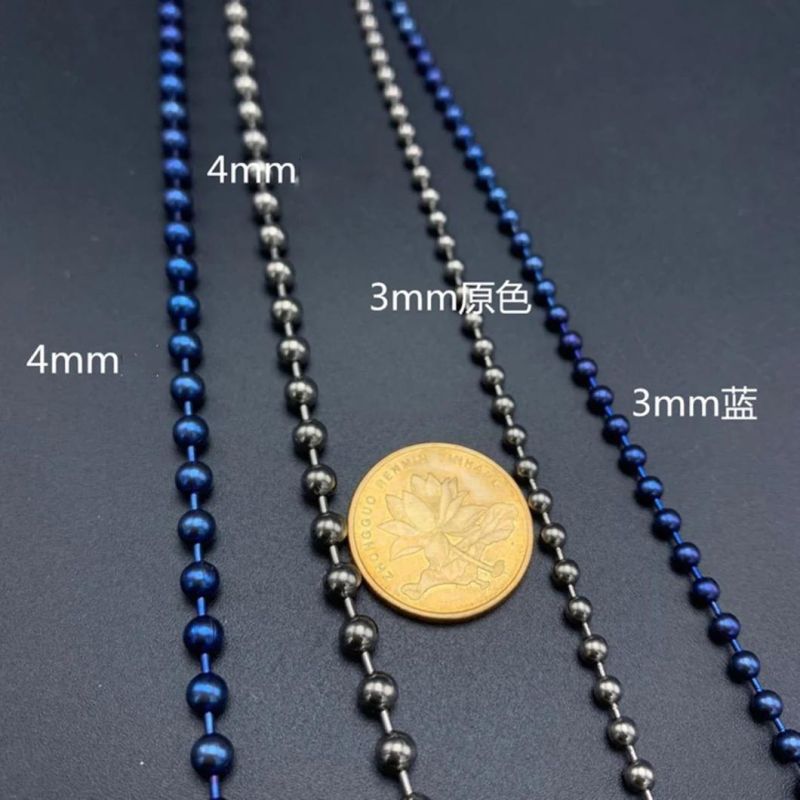 Fashion Jewelry Pure Titanium Bead Chain 2.0/2.4/3.0/4.0m Wave Chain Fashion Accessories Non-Embroidered Non-Corrosion Men′s Beads Necklace Tinl2521