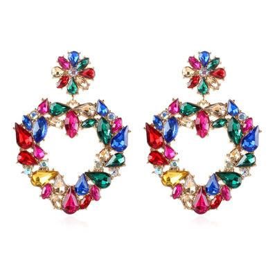 Alloy Diamond-Encrusted Love Earrings Fashion Earrings