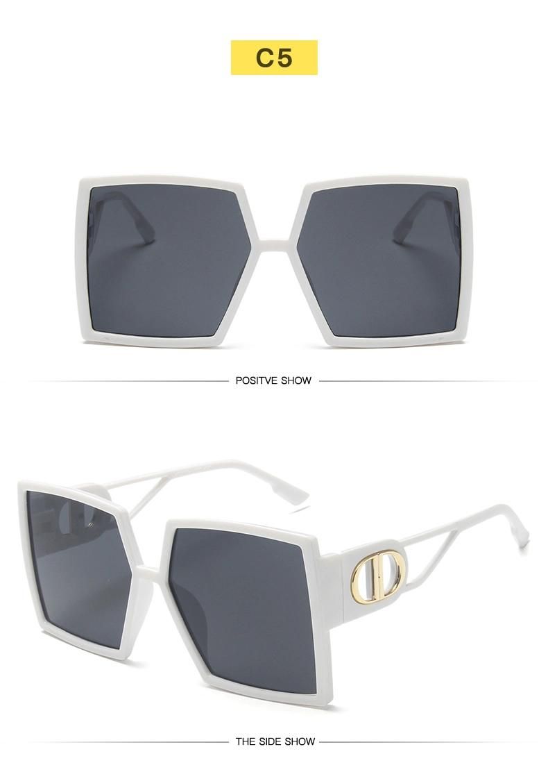 Large Frame Sunglasses with Hollow Temples and Bright Black Cross-Border Aliexpress Glasses