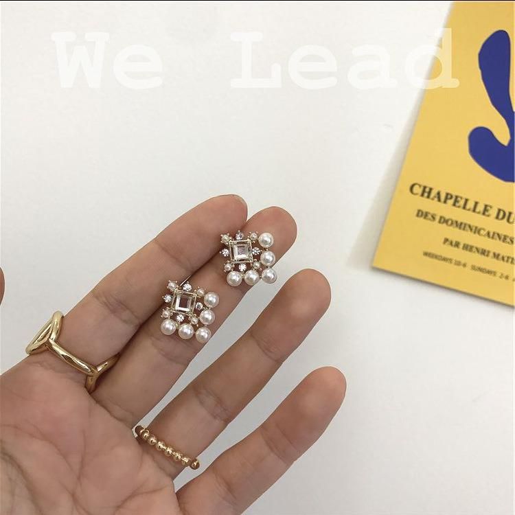 Fashion Square Geometric Pearl Earrings Jewelry