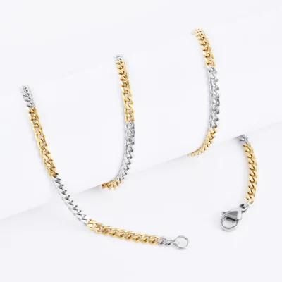 Hip Hop Jewelry Gold Plated Necklace Cuban Six Facted Polised Chain for Craft Jewerllery Design
