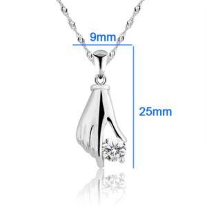 Elegant Lady Fashion Exclusive Sterling Silver Hand Diamond CZ Pendant