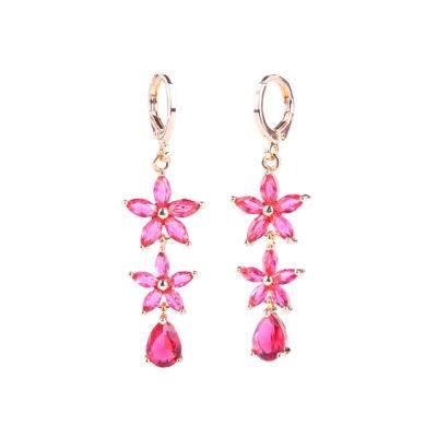 Fashion Colorful Stone Jewelry Big Round Drop Earrings with Zircon