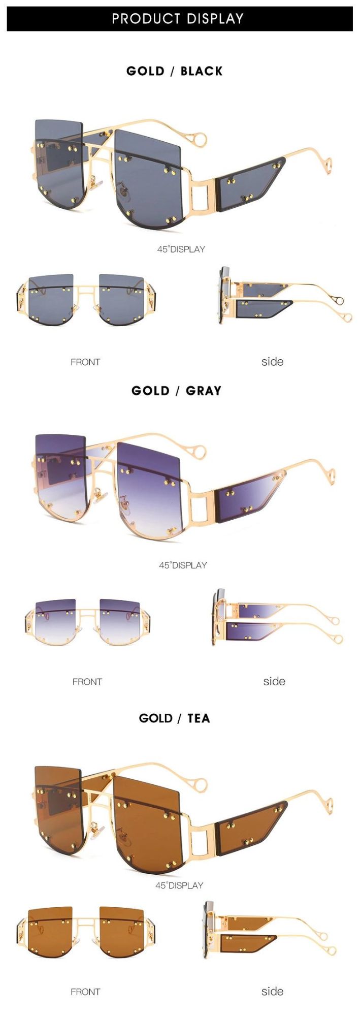 2022 New Wholesale Rimless Female Custom Logo OEM Luxury Metal Colorful Designer Style Fashionable Sunglasses