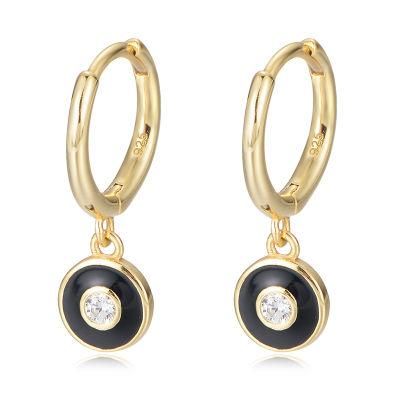 Fashion Charming Zircon Stone Jewellery Silver 925 Round Enamel Earrings