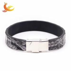 Fashion Jewellery Stainless Steel Clasp Genuine Leather Bracelet Jewelry