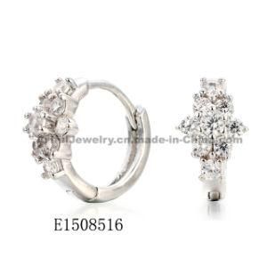 Fashion Earring with CZ/Rhodium Plate