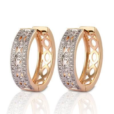 Fashion Jewelry 18K Gold Plated Silver Alloy Stud Drop Hoop Huggie CZ Earrings with Crystal for Women