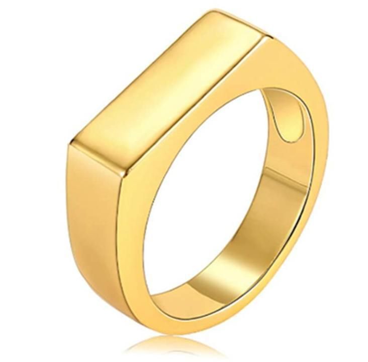 High Polished Signet Ring Flat Top Signet Ring