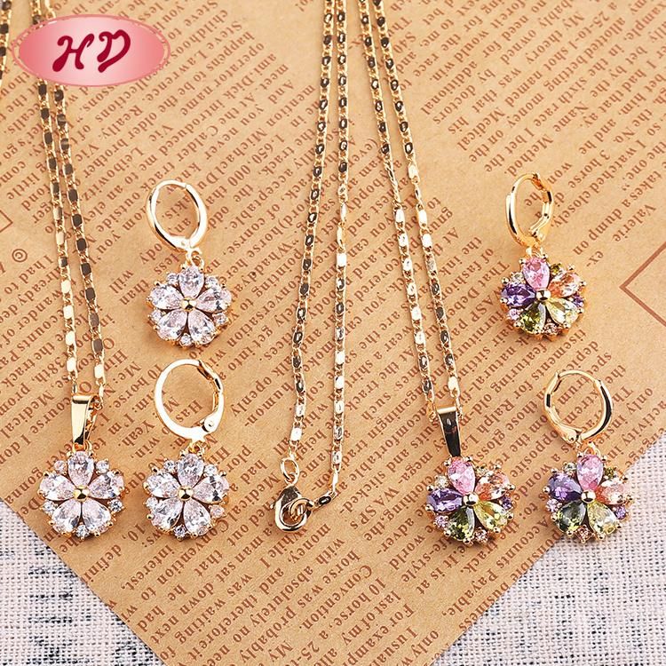Pendant Jewellry CZ 18K Rose Gold Jewelry Set with Necklace and Earring for Sale