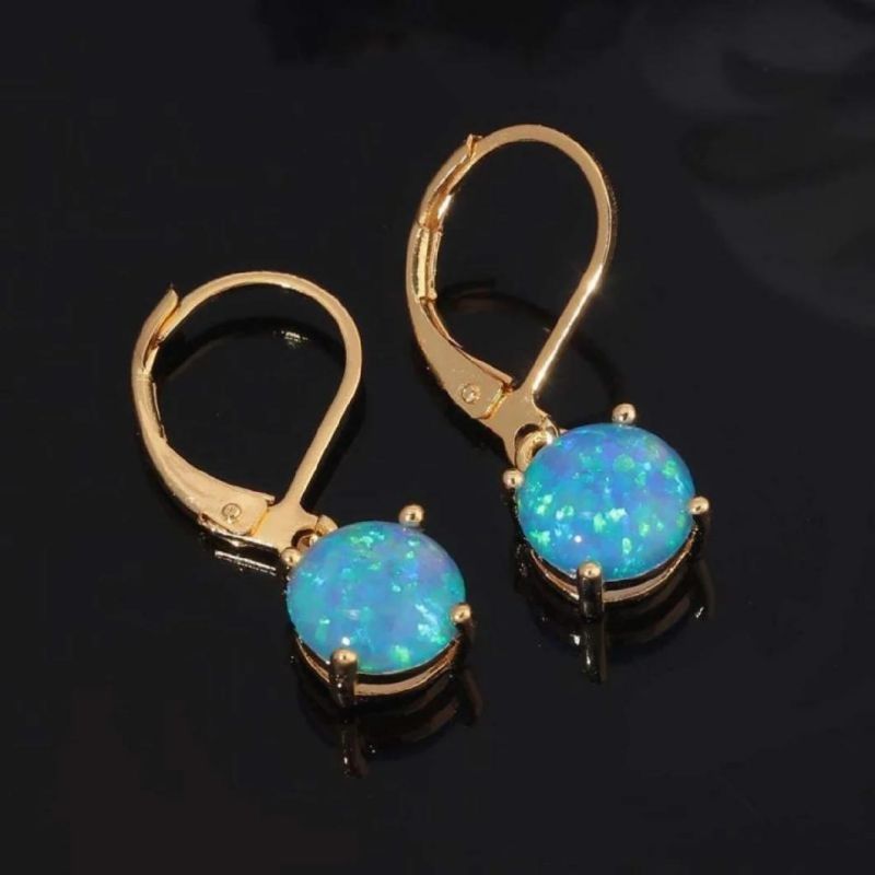 Multicolor Women Jewelry Drop Earring 925 Sterling Silver Round Cut Opal Dangle Earrings