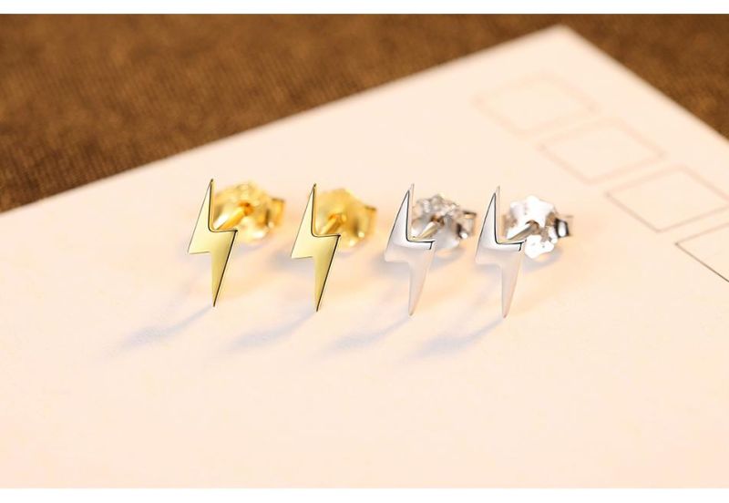 Fashion Jewelry Silver Ear Stud Earring Lightning Lip Studs
