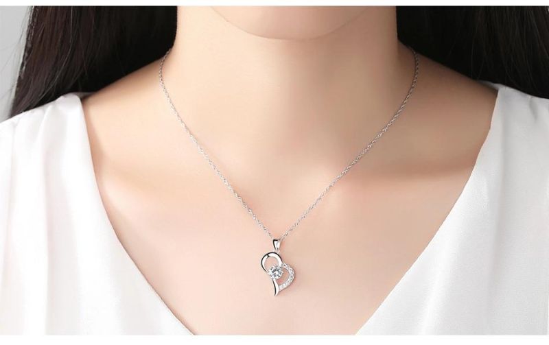 Wholesale Plated Copper Pave Zircon Necklace Heart Shaped Jewelry