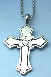 Star of David Stainless Steel Cross Pendant (PZ1032)