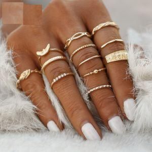 12 Pcset Charm Gold Color MIDI Finger Ring