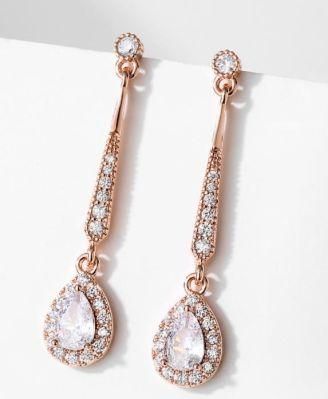Wedding Bridal Elegant CZ Earring Jewelry, Rose Gold Earring, Bridesmaid Earring