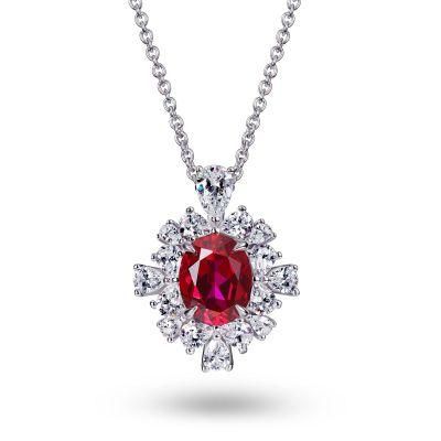 Costume Jewelry Ruby Pendant Gold Plated Jewelry 18K Gold Plated Solid Geometric Rhinestone Necklaces Queen Necklace