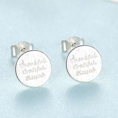 Fashion Jewelry Printing Round Card Silver 925 Ear Studs