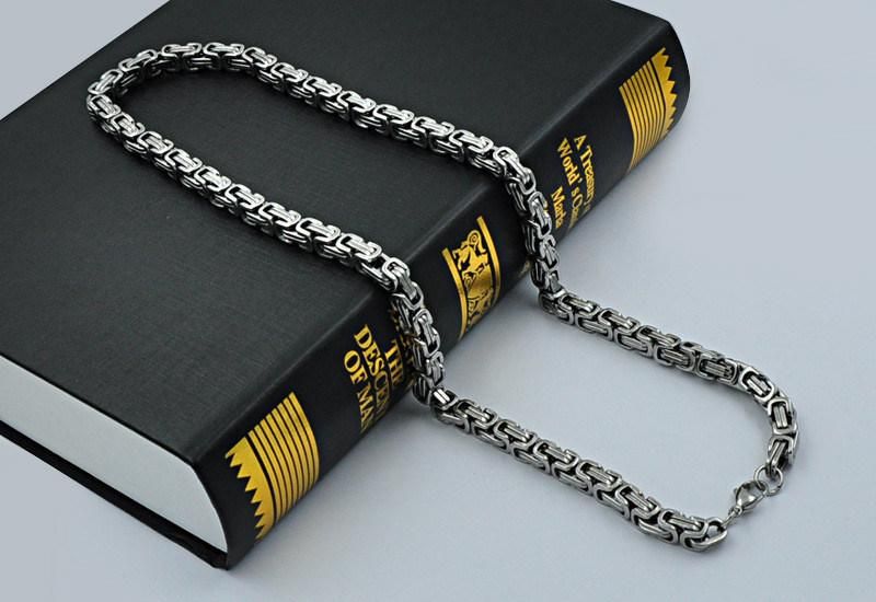 Stainless Steel Byzantine Chain Link Necklace 18K Gold Plated Daily Chain for Mens Necklace Jewelry